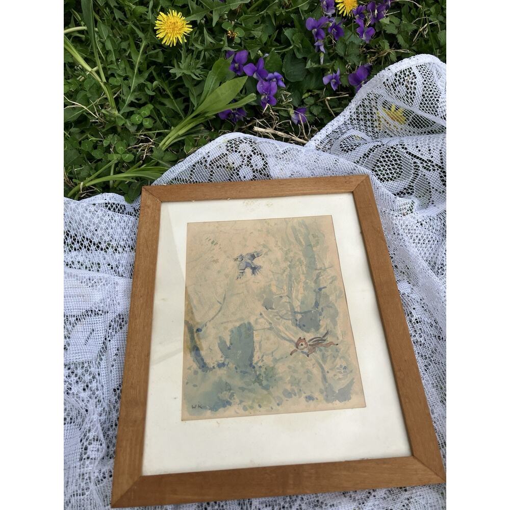 Framed Watercolor Impressionist Nature Art Small Handmade Painting
